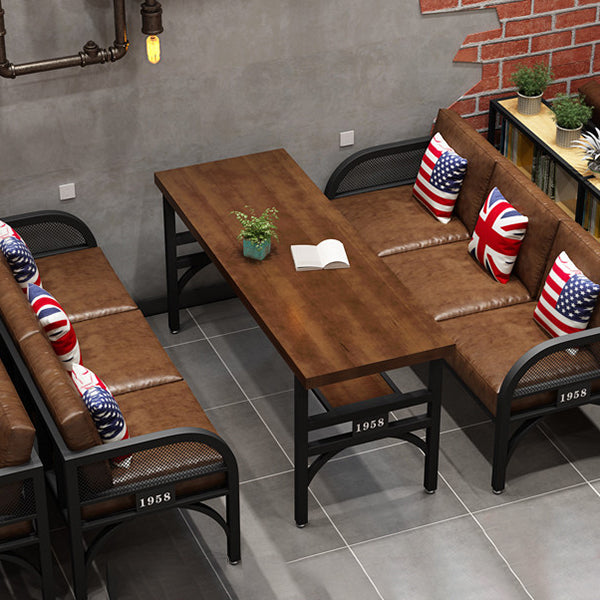 Industrial Solid Wood Dinner Room Kitchen Table Brown Table with Black Frame for Dining Room