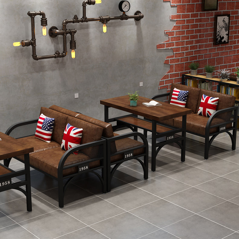Industrial Solid Wood Dinner Room Kitchen Table Brown Table with Black Frame for Dining Room