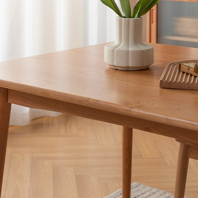 Table de salle à manger moderne de table en bois de cerisier de rectangle avec 4 jambes pour le restaurant