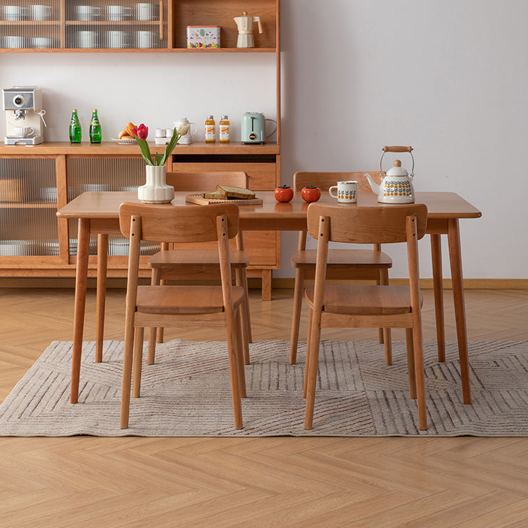 Table de salle à manger moderne de table en bois de cerisier de rectangle avec 4 jambes pour le restaurant