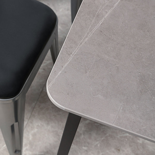 Industrieller Stil grauer gesinterter Stein Esstisch Metallic Basis Rechteck und quadratischer Tisch für Zuhause
