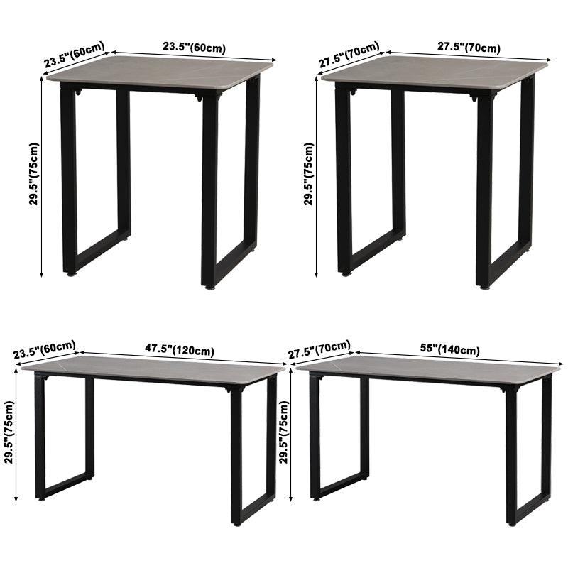 Industrieller Stil grauer gesinterter Stein Esstisch Metallic Basis Rechteck und quadratischer Tisch für Zuhause