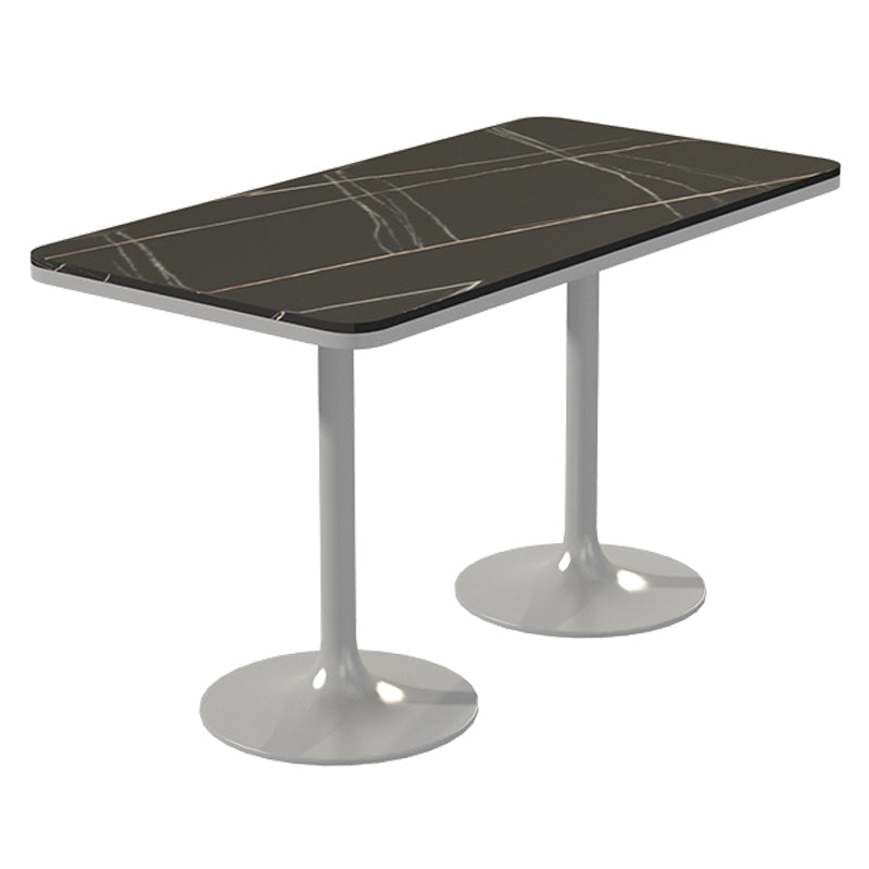Industrial Style Sintered Stone Dining Table Metallic Base Rectangle and Square Table for Home