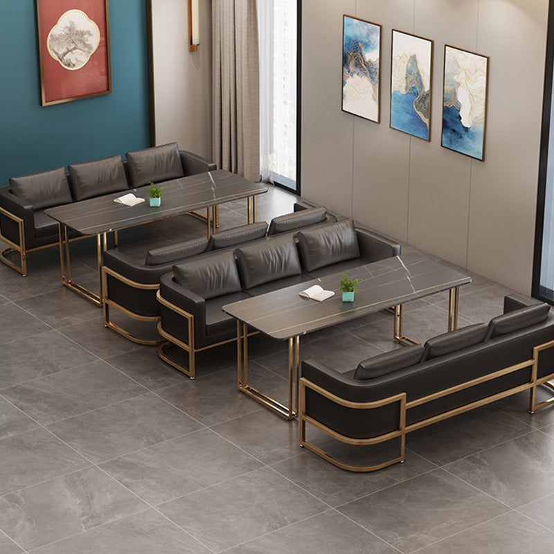 Industrial Sintered Stone Dinner Room Kitchen Table Black Table with Gold Frame for Dining Room