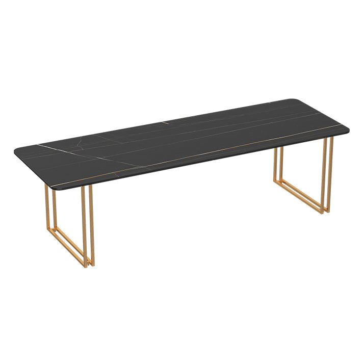 Industrial Sintered Stone Dinner Room Kitchen Table Black Table with Gold Frame for Dining Room