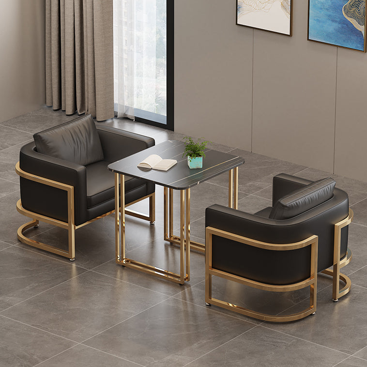 Industrial Sintered Stone Dinner Room Kitchen Table Black Table with Gold Frame for Dining Room