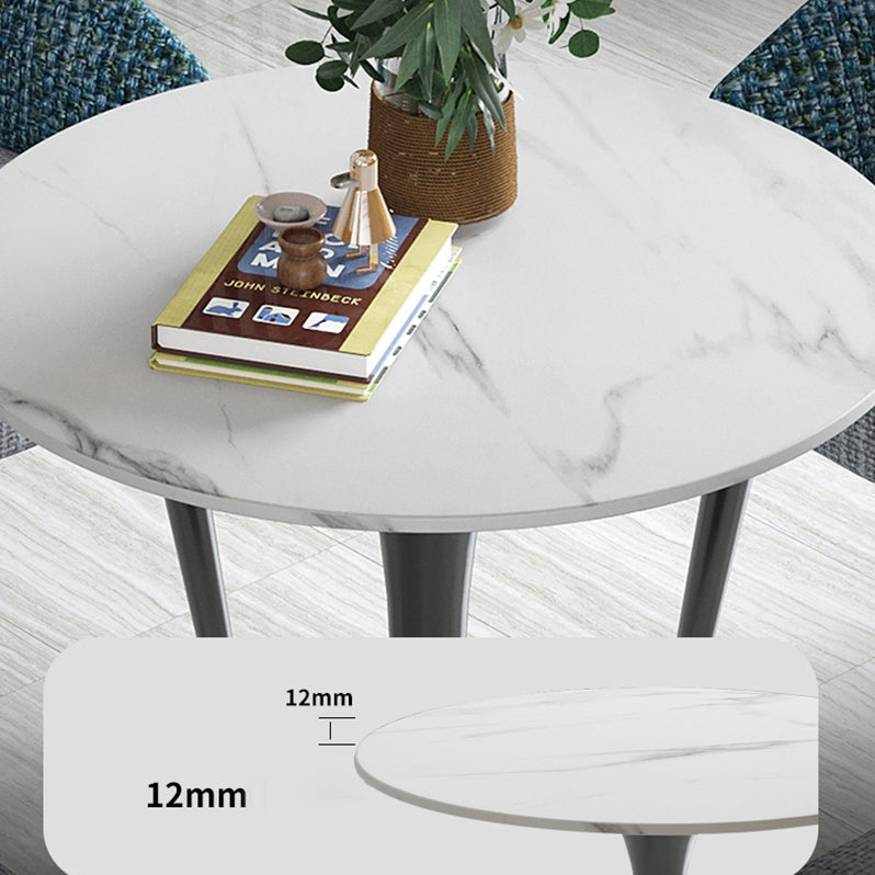 Table à manger en pierre frittée de style simple, table ronde à base de tulipe pour la maison