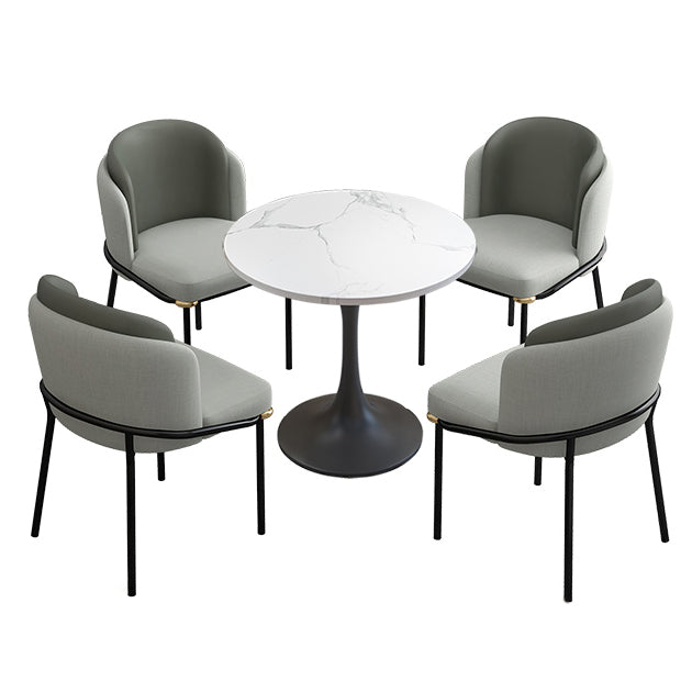 Table à manger en pierre frittée de style simple, table ronde à base de tulipe pour la maison