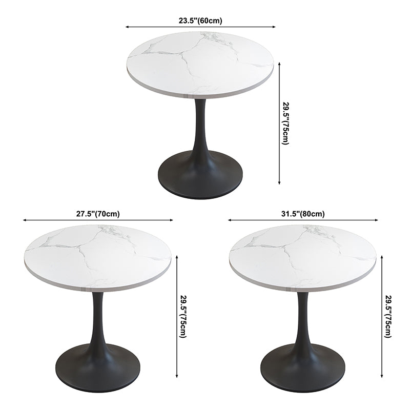 Table à manger en pierre frittée de style simple, table ronde à base de tulipe pour la maison