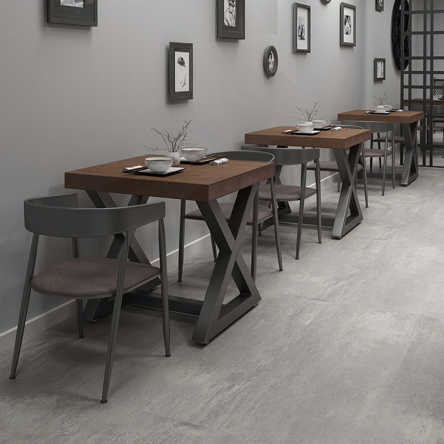 Industrial Square Dining Table Pine Solid Wood Table with Trestle Base