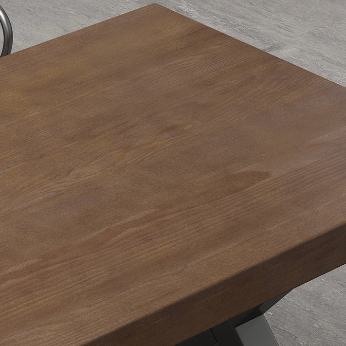 Industrial Square Dining Table Pine Solid Wood Table with Trestle Base