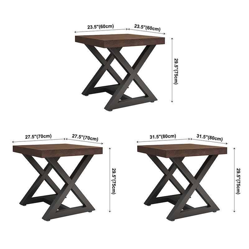 Industrial Square Dining Table Pine Solid Wood Table with Trestle Base