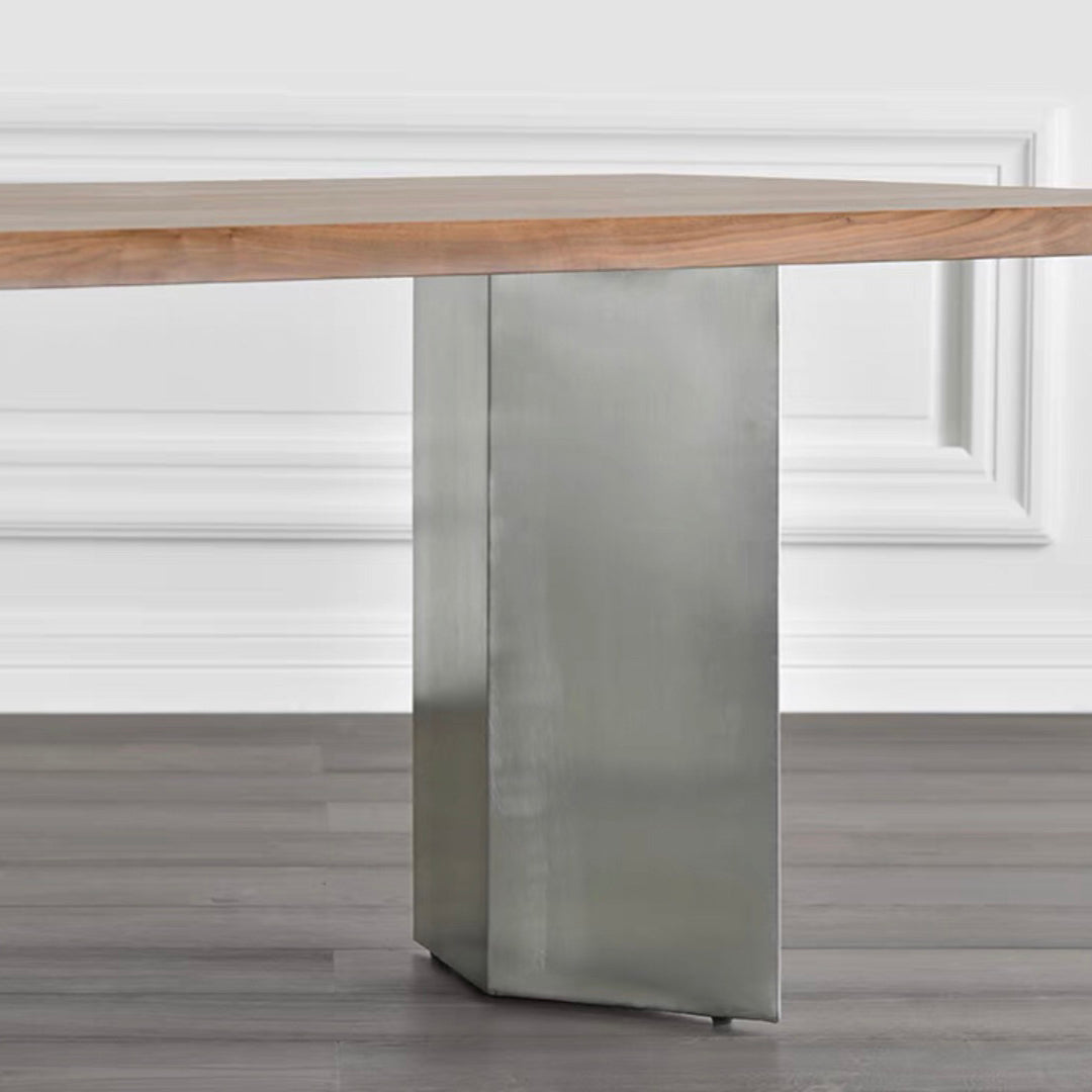 Solid Wood Brown Tone Dining Table Glam Style Double Pedestal Table for Dining Room