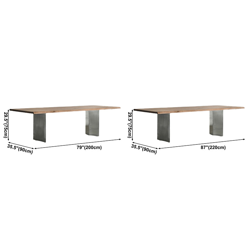Solid Wood Brown Tone Dining Table Glam Style Double Pedestal Table for Dining Room