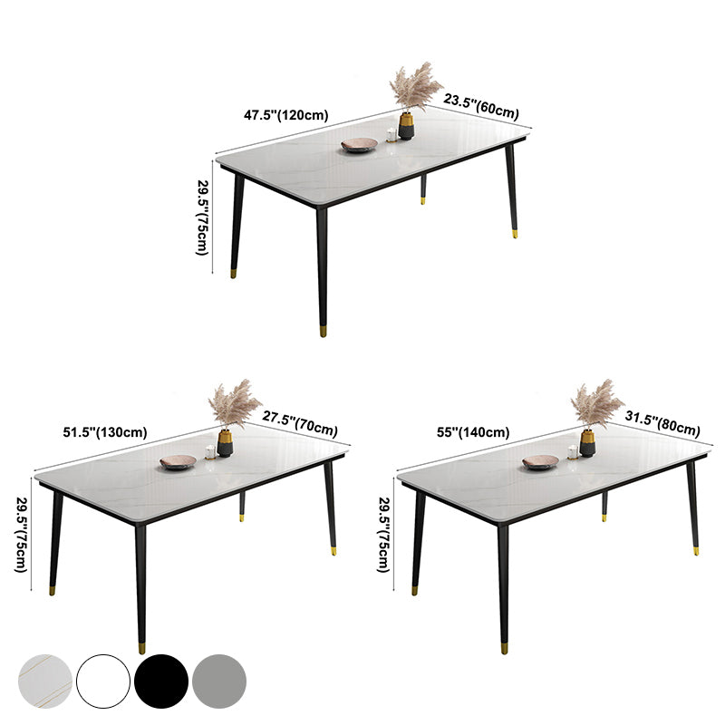 Mesa de comedor resistente a los arañazos de piedra sinterizada industrial, mesa rectangular con base metálica para el hogar