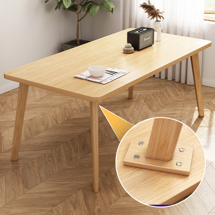 Table à manger en bois massif rectangle Table en bois de caoutchouc moderne dans la nature avec 4 jambes