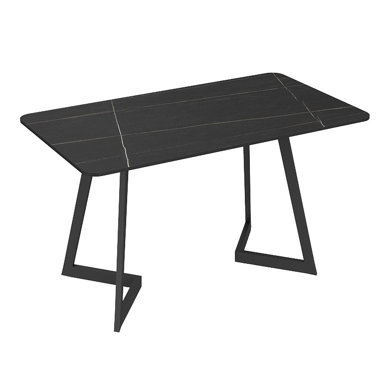Industrieel gesinterde stenen eetkamer keukentafel rechthoekige tafel met metalen basis