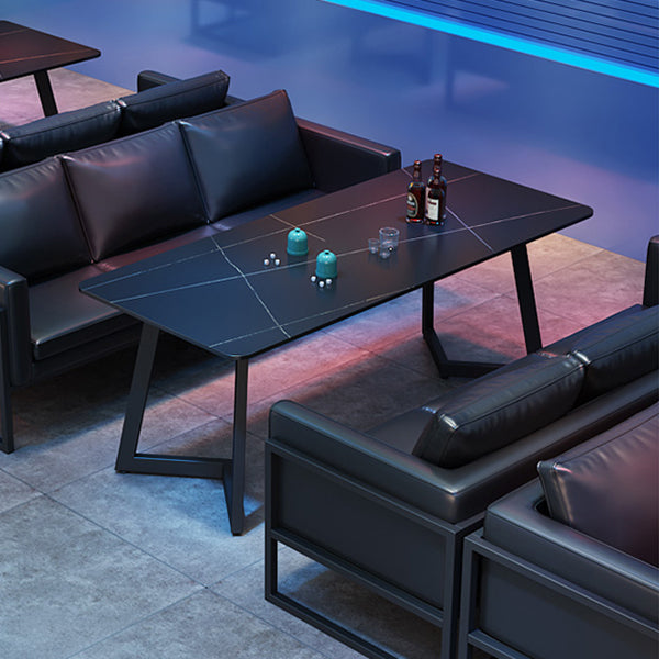Industrieel gesinterde stenen eetkamer keukentafel rechthoekige tafel met metalen basis