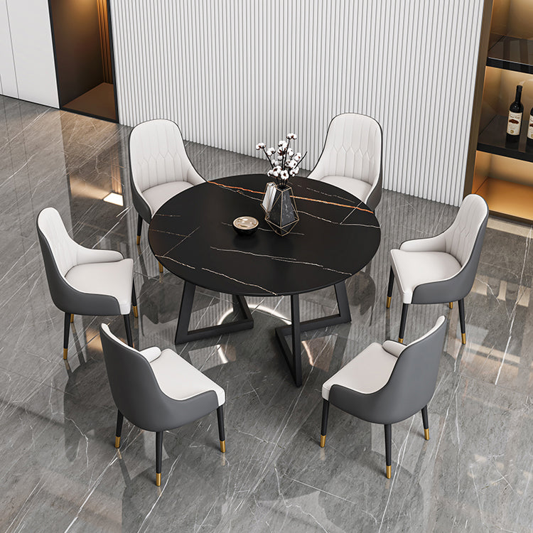 Tavolo da pranzo in pietra sinterizzato glam tavolo da pranzo da cucina standard con doppia base di piedistallo