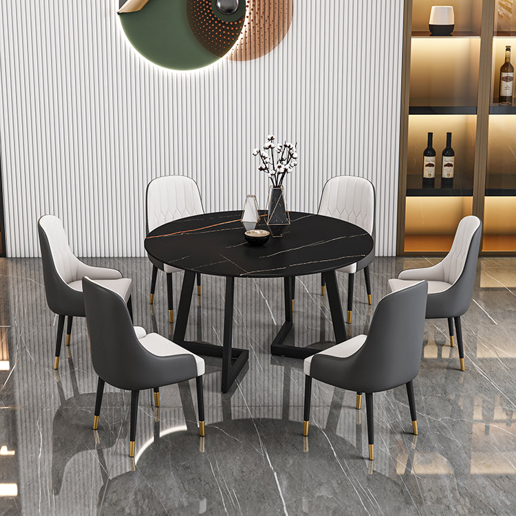 Tavolo da pranzo in pietra sinterizzato glam tavolo da pranzo da cucina standard con doppia base di piedistallo