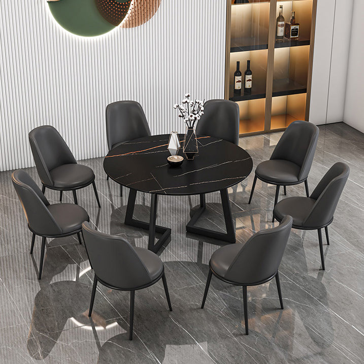Tavolo da pranzo in pietra sinterizzato glam tavolo da pranzo da cucina standard con doppia base di piedistallo