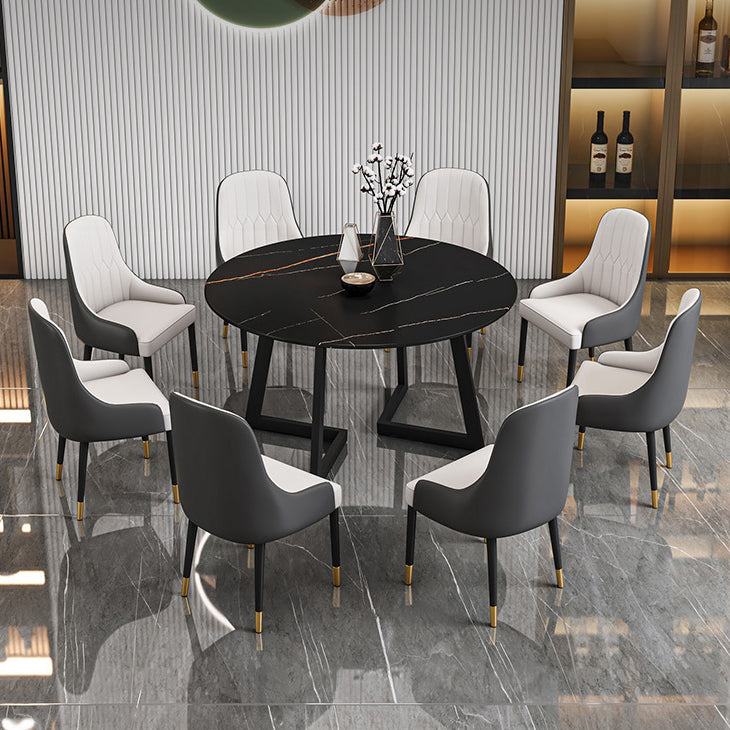Tavolo da pranzo in pietra sinterizzato glam tavolo da pranzo da cucina standard con doppia base di piedistallo