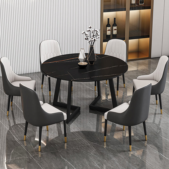 Tavolo da pranzo in pietra sinterizzato glam tavolo da pranzo da cucina standard con doppia base di piedistallo