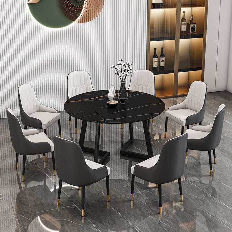 Tavolo da pranzo in pietra sinterizzato glam tavolo da pranzo da cucina standard con doppia base di piedistallo
