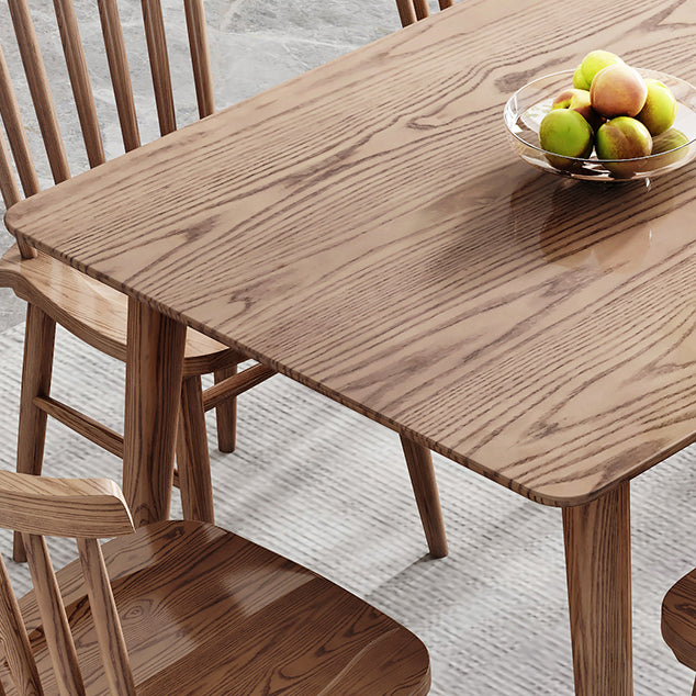 Legno rettangolo in tavolo da pranzo marrone Tavolo di cenere moderno con 4 gambe per il ristorante