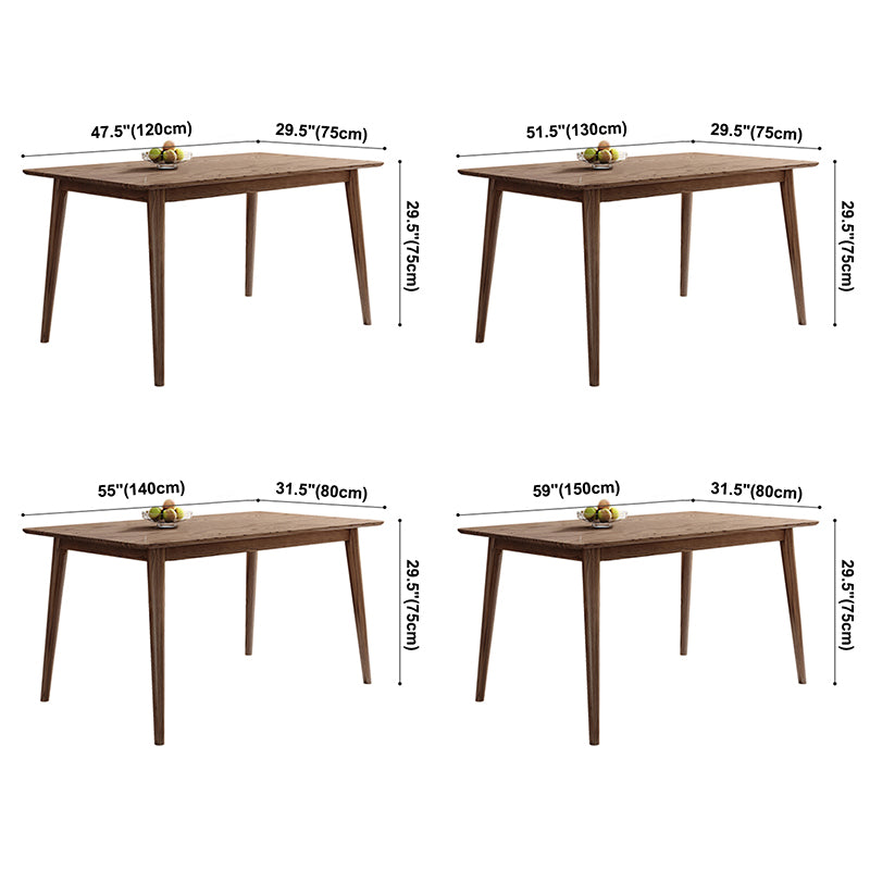 Legno rettangolo in tavolo da pranzo marrone Tavolo di cenere moderno con 4 gambe per il ristorante
