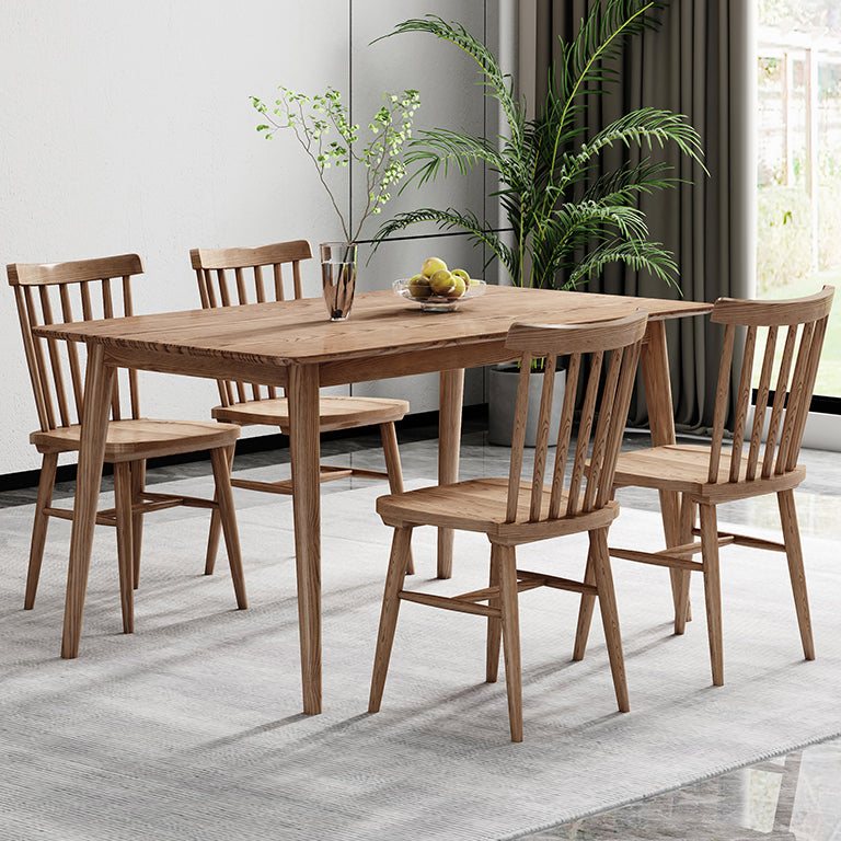Legno rettangolo in tavolo da pranzo marrone Tavolo di cenere moderno con 4 gambe per il ristorante