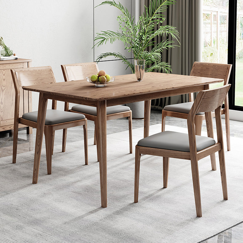 Legno rettangolo in tavolo da pranzo marrone Tavolo di cenere moderno con 4 gambe per il ristorante