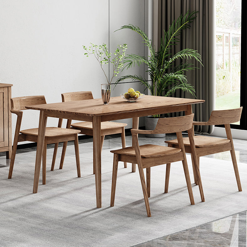 Legno rettangolo in tavolo da pranzo marrone Tavolo di cenere moderno con 4 gambe per il ristorante