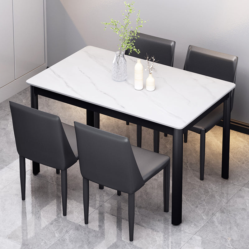 Table à manger en pierre de style industriel Table rectangle de base 4 jambes pour la maison