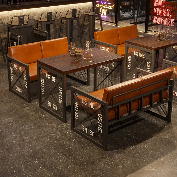 Industrial Style Dining Room Table Black Double Pedestal Table for Home Kitchen Dinner