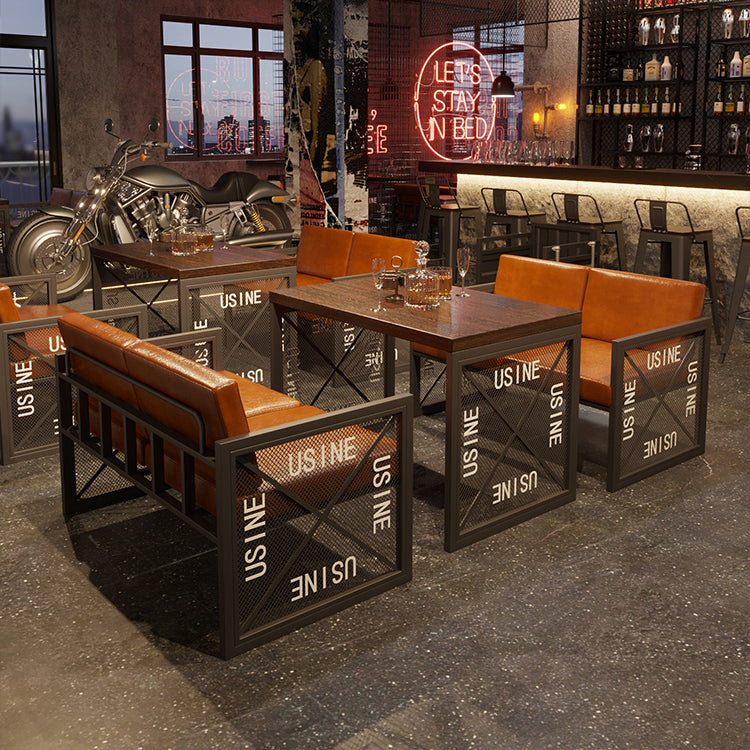 Industrial Style Dining Room Table Black Double Pedestal Table for Home Kitchen Dinner