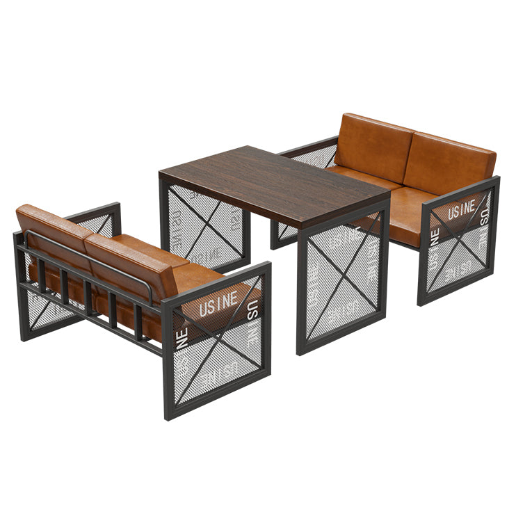 Industrial Style Dining Room Table Black Double Pedestal Table for Home Kitchen Dinner