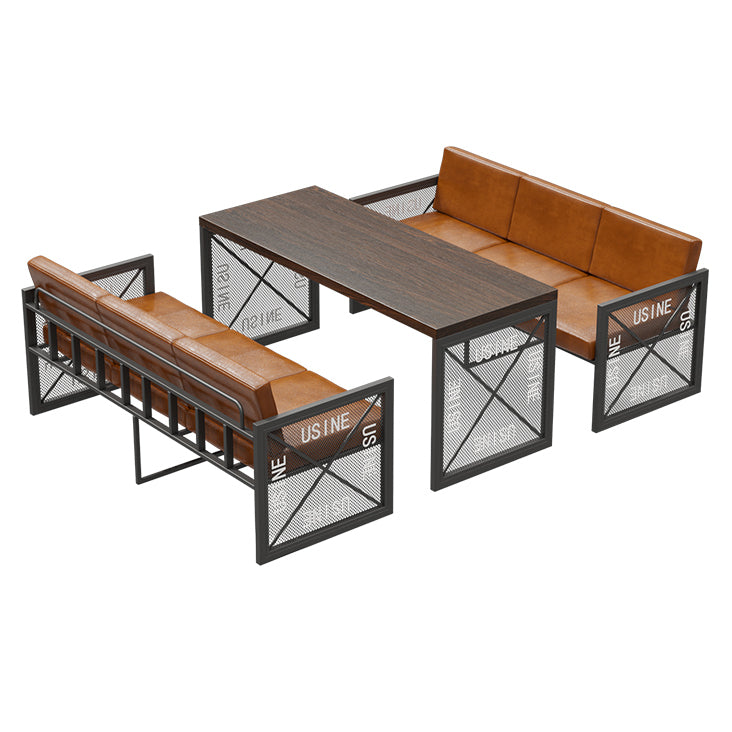 Industrial Style Dining Room Table Black Double Pedestal Table for Home Kitchen Dinner