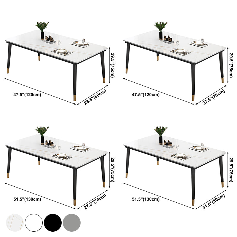 Industrial Style Home Sintered Stone Dining Table Rectangle Shape Table with 4 Legs Base