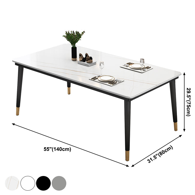 Industrial Style Home Sintered Stone Dining Table Rectangle Shape Table with 4 Legs Base