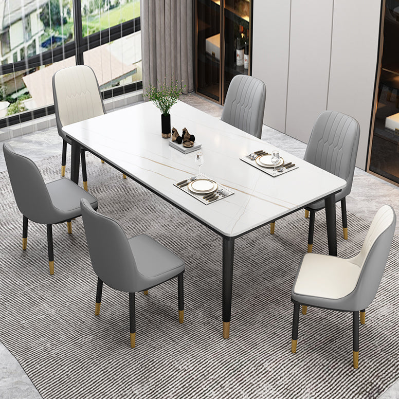 Industrial Style Home Sintered Stone Dining Table Rectangle Shape Table with 4 Legs Base