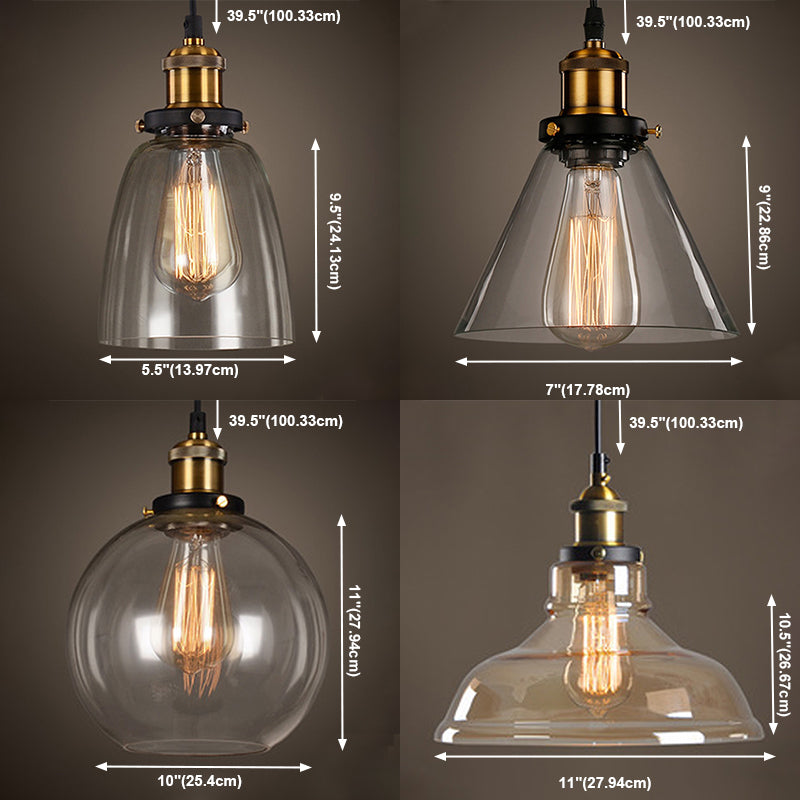 1-Licht-Metall-Top-hängende hängende hängende leichte, klare Glasindustrie-Leuchten