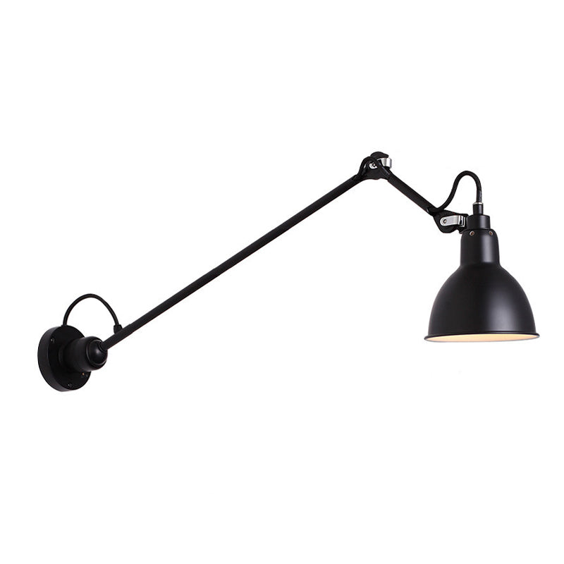 Bowl Shade Swing Arm Wall Lighting Modern Style Metal 1 Light Sconce Lamp in Black