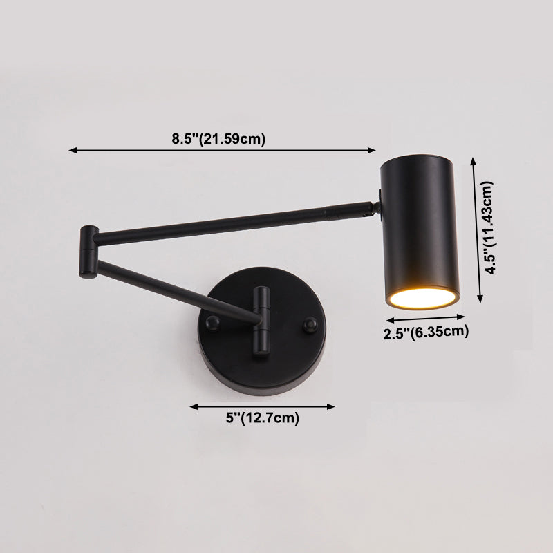 Half Cylinder Shade Swing Arm Wall Lighting Modern Style Metal 1 Light Sconce Lamp