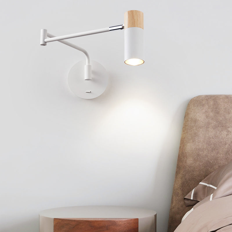 Modern Style Half Cylinder Shade Swing Arm Wall Lighting Metal 1 Light Sconce Lamp