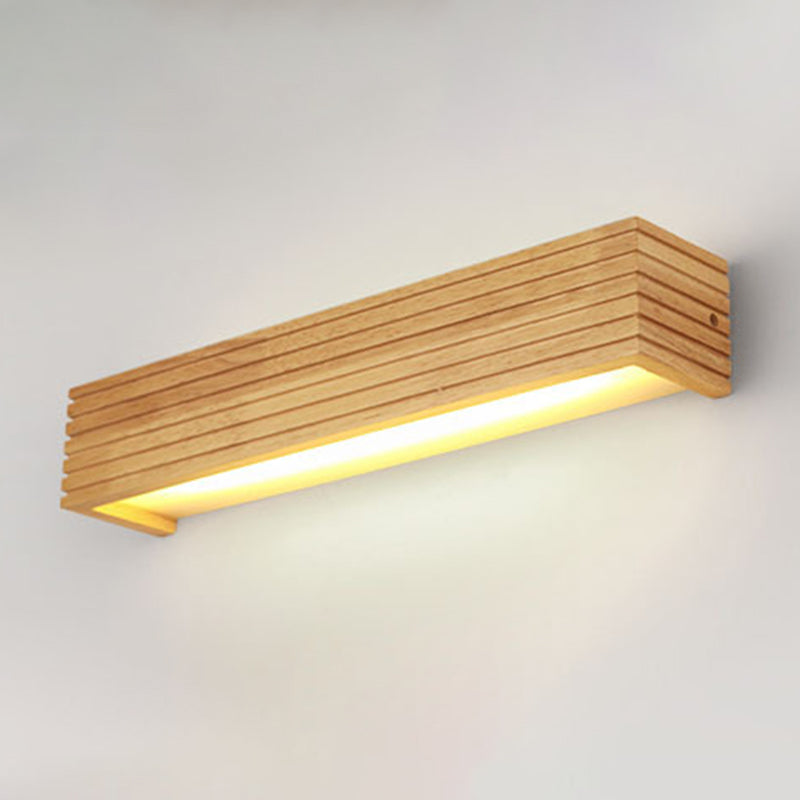 Diputas de pared de sombra rectangular Madera moderna 1 luces de apliques de luz en marrón