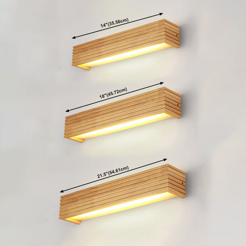 Diputas de pared de sombra rectangular Madera moderna 1 luces de apliques de luz en marrón