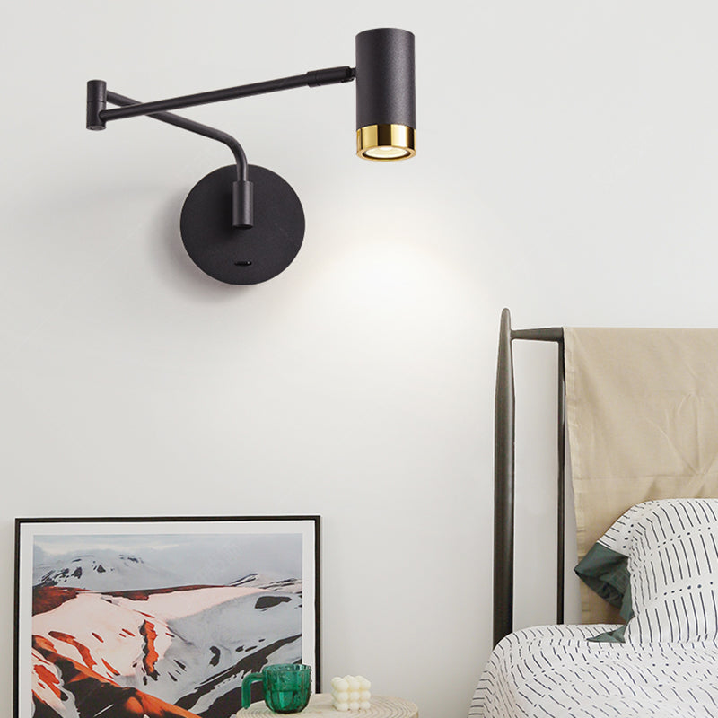 Metal Half Cylinder Shade Swing Arm Wall Lighting Modern Style 1 Light Sconce Lamp