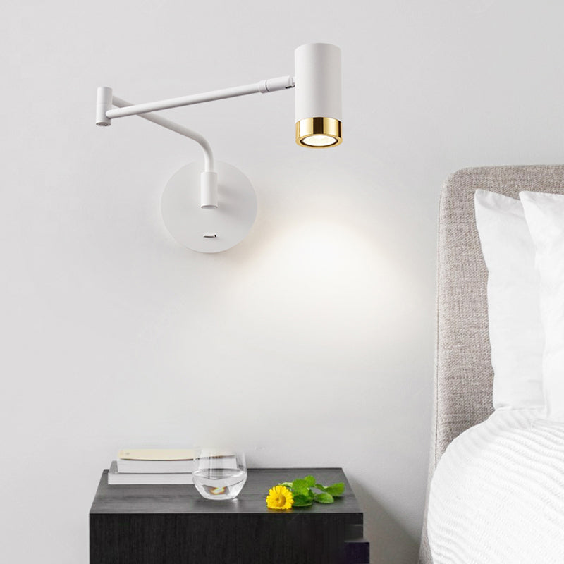 Metal Half Cylinder Shade Swing Arm Wall Lighting Modern Style 1 Light Sconce Lamp