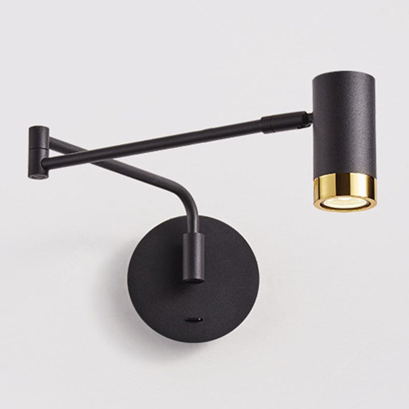 Metal Half Cylinder Shade Swing Arm Wall Lighting Modern Style 1 Light Sconce Lamp